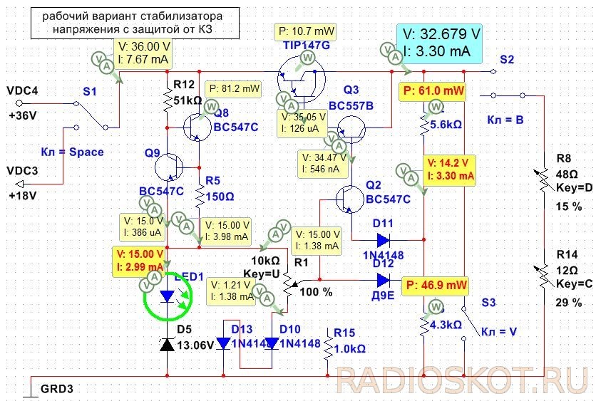 Блок питания на транзисторах кт805 кт808 с регулировкой напряжения и тока